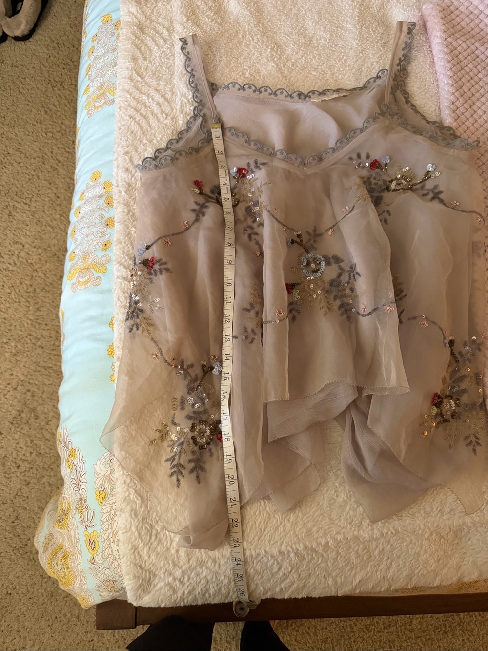 Anthropologie Beige Embroidered Scallop-Trim Tank - Picture 7 of 7